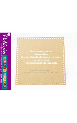 PLACA QUADRADA PARA CROCHE COM 44 FUROS 15X15 MDF